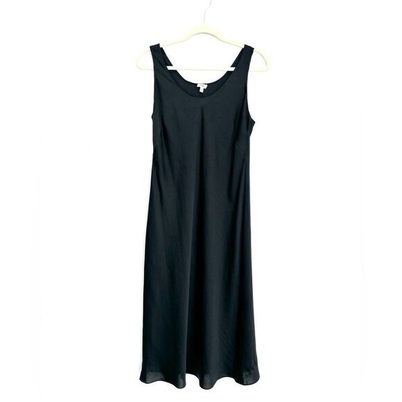 VINCE Black Satin Sleeveless Slip Midi dress - Picture 5 of 10
